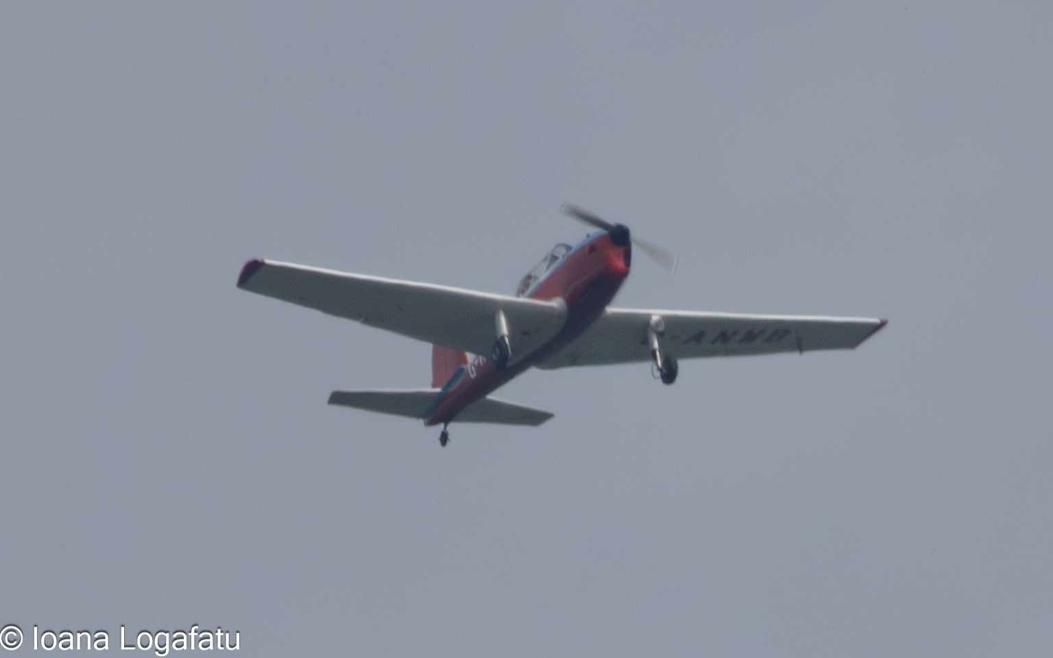 Vintage aircraft soaring through the azure sky